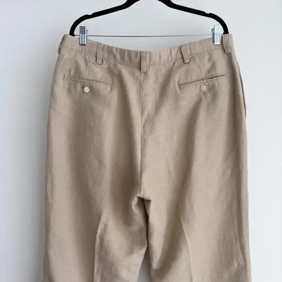 Polo Ralph Lauren Pants Mens 36x32 Khaki Tan Chino Linen Twill Made in USA